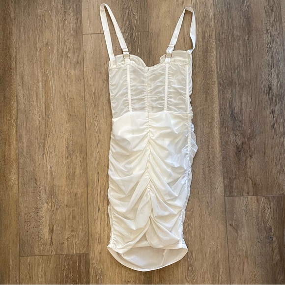 Oh Polly Sheer Mesh Underwired Mini Dress in White - Picture 5 of 5